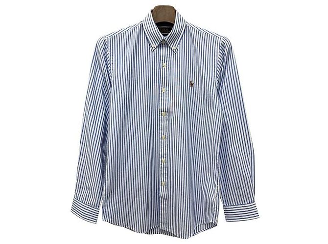 Camicia a righe blu e bianca con logo ricamato di pony Polo Ralph Lauren