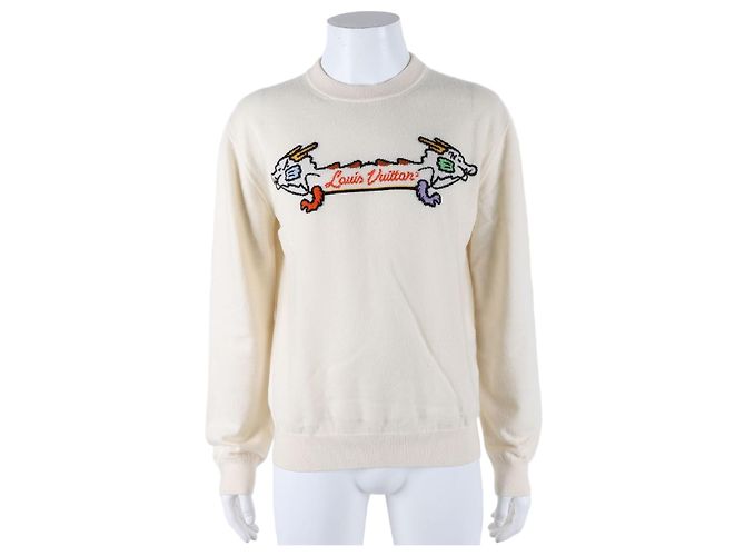 Langarm-Strickpullover von Louis Vuitton Weiß