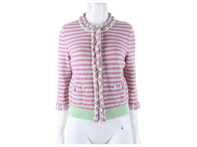 Cardigan Rayé Chanel Vert