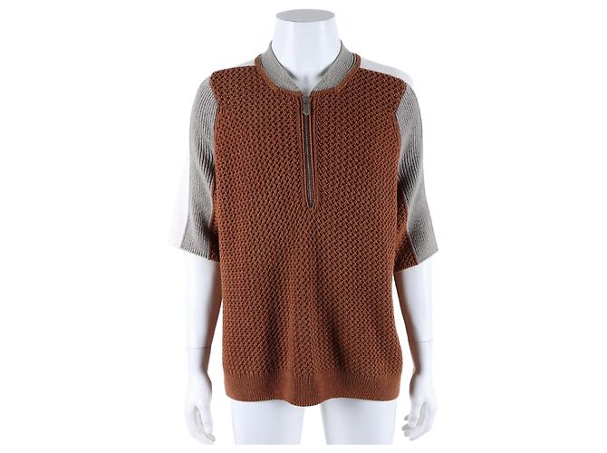 Halbzip-Pullover mit kurzen Ärmeln von Hermès Braun