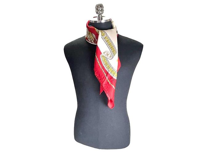 Céline Saddle Silk Scarf Ivory Red