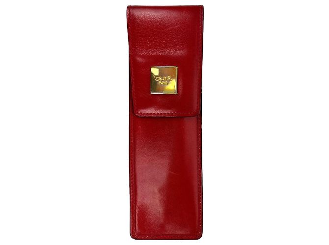 Céline Red Leather Pen Case