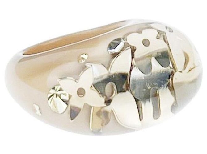 Louis Vuitton Anel de resina com flores Marrom
