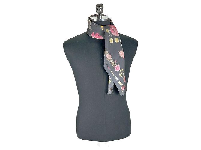 Dior Sciarpa Floreale Grigio Scuro Marrone 