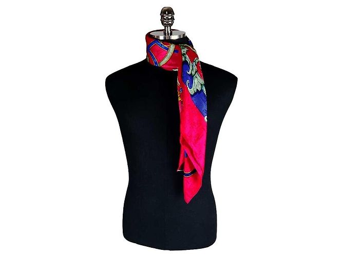 Hermès Lenço de seda jacquard com monograma vermelho