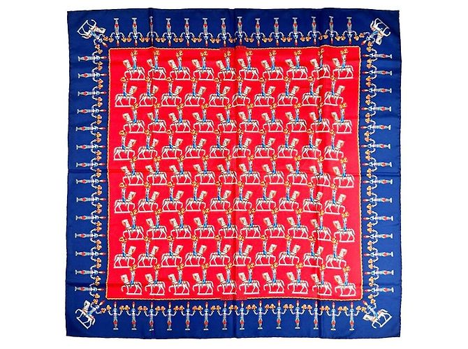 Hermès Sciarpa Cavalry Navy Blu 