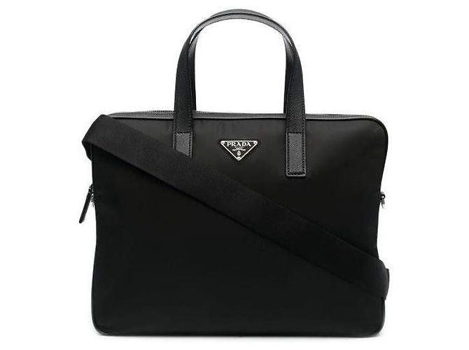 Prada Borsa a tracolla in pelle di nylon Nero