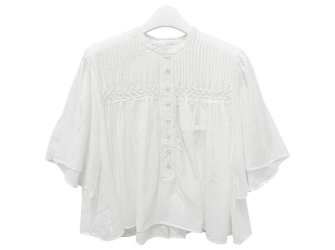 Isabel Marant Blusa de voile de algodão com pregas branca Branco