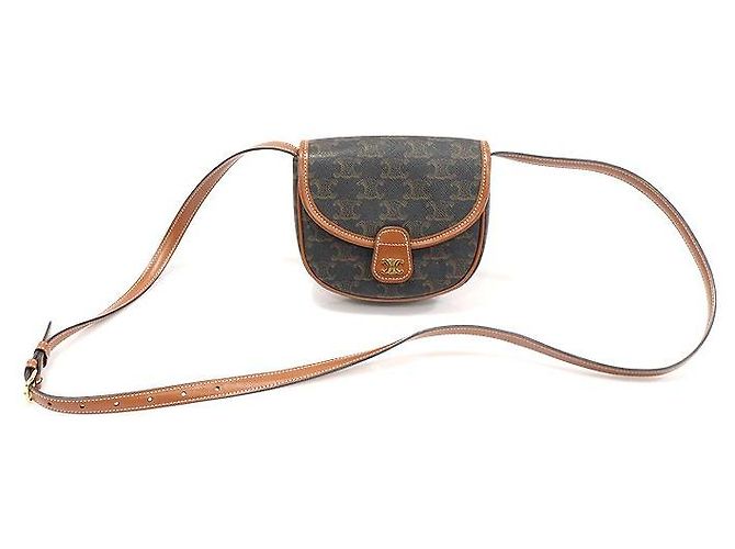 Céline Borsa a tracolla mini Versace Triomphe in tela e pelle di vitello tan Marrone