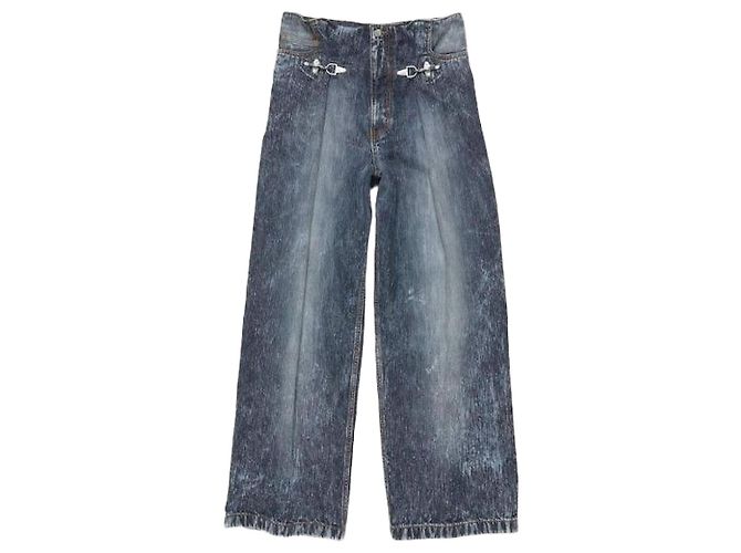 Acne Calça de denim azul com fivela