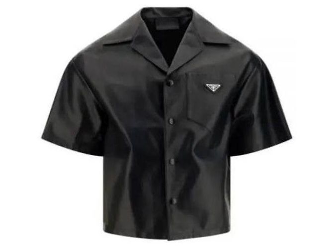 Prada Nappa Leather Shirt Black