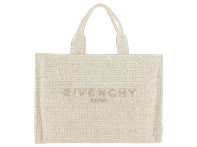 Givenchy Bolso tote mediano de algodón rizado Blanco
