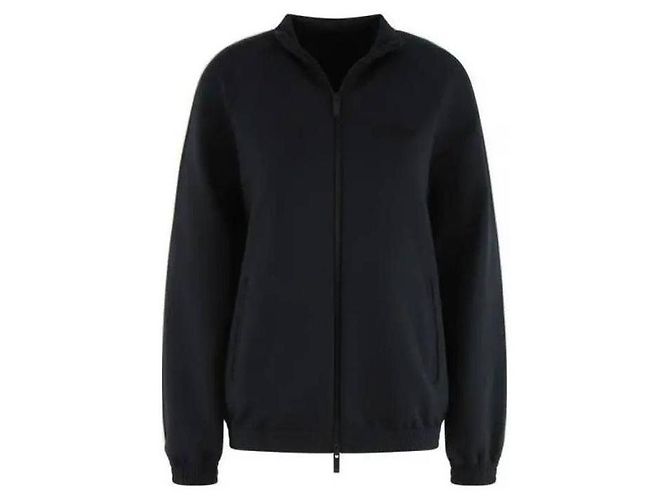 Moncler Giacca con zip e patch logo nero opaco