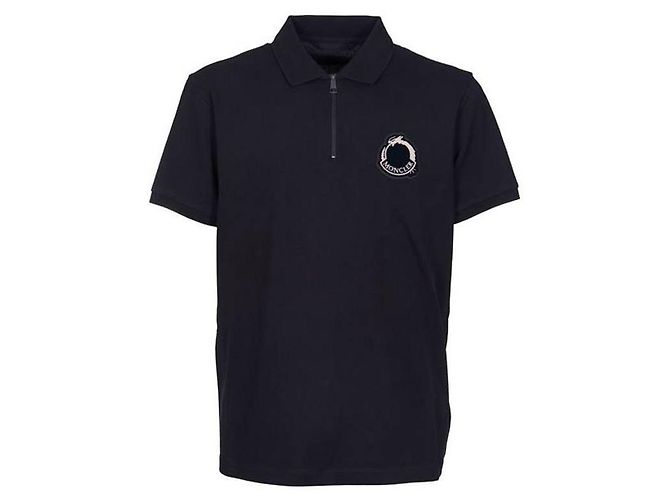 Moncler Polo con Patch Logo Nero