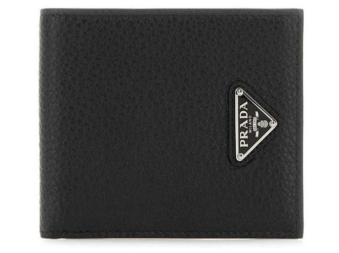 Prada Carteira de moedas de couro Preto