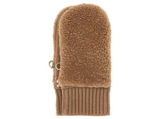 Miu Miu Luvas de shearling de lã e caxemira