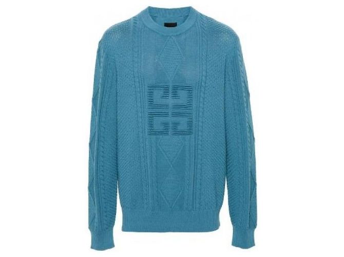 Givenchy Cotton Cable Sweater Blue