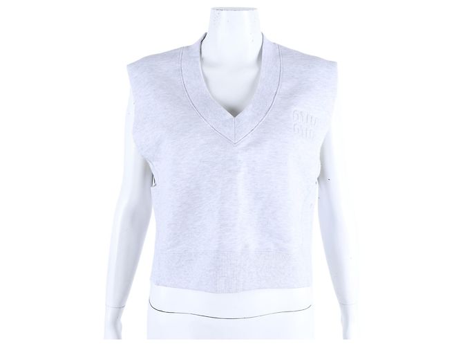 Gilet in cotone cropped Miu Miu