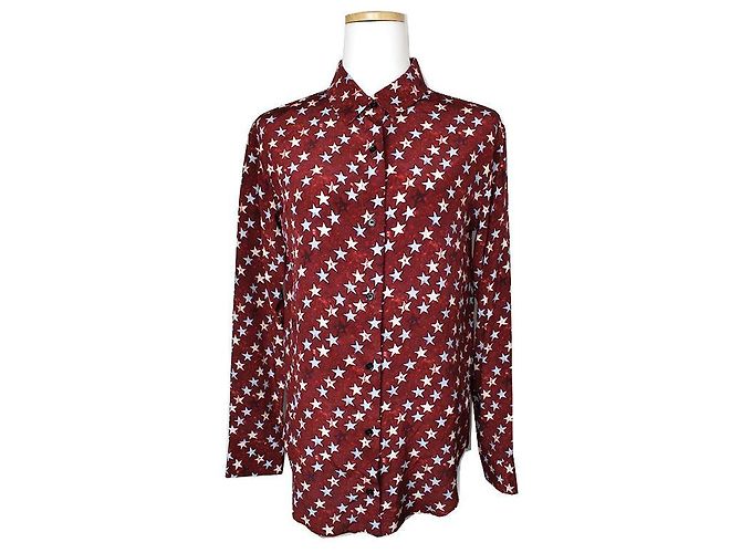 Sandro Camisa de seda burdeos con estampado de estrellas Roja