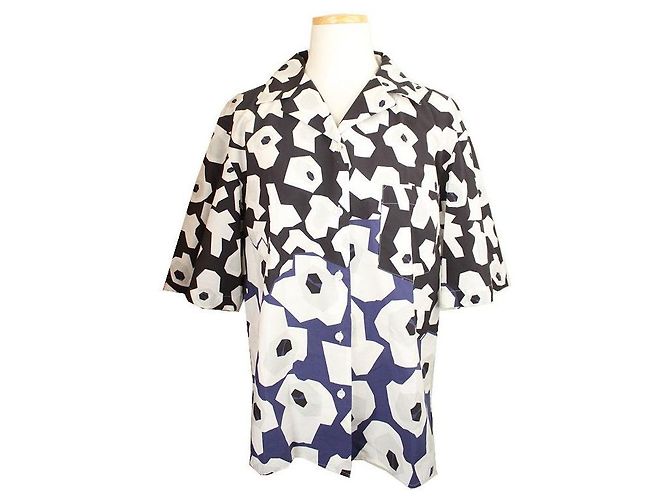 Jil Sander Camisa de algodão com bloco de cores e grande estampa Multicor