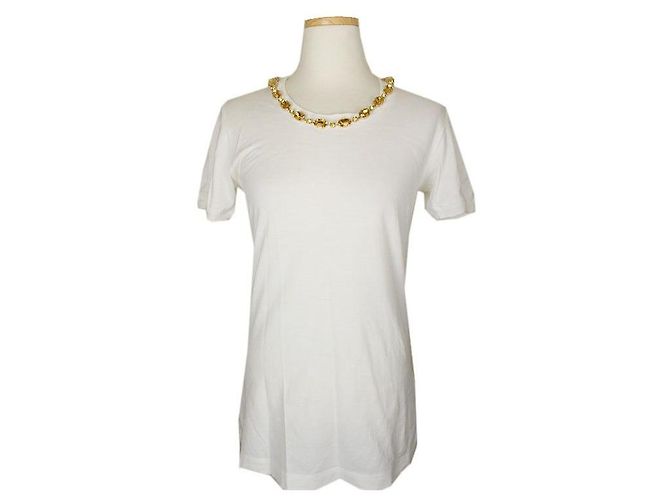 Dolce & Gabbana Baumwollstricktop mit Halsperlen Silber 