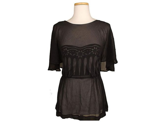 Chloé by Chloe Black Sheer Silk Blouse