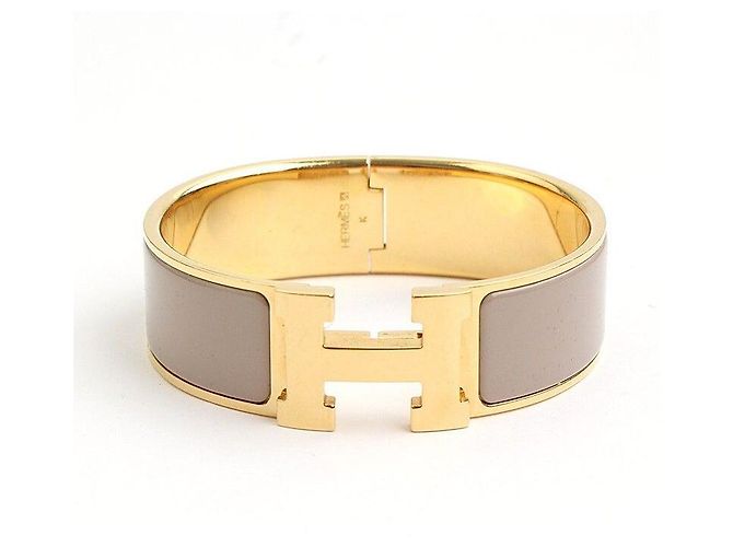 Hermès Bracciale Taupe in Oro Click-Clack Multicolore