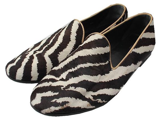Gucci Zebra Pattern Suede Loafers Brown