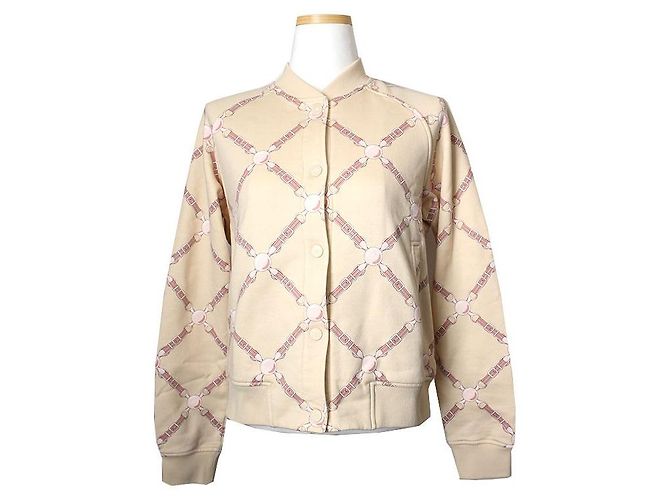 Hermès Giacca in cotone beige con bottoni a pressione Marrone