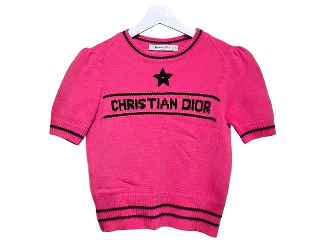 Dior Christian Cashmere Kurzarmpullover Pink 