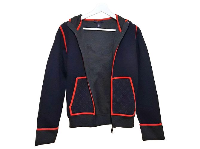 Louis Vuitton Sudadera con capucha y cremallera de contraste Flight Mode Negro