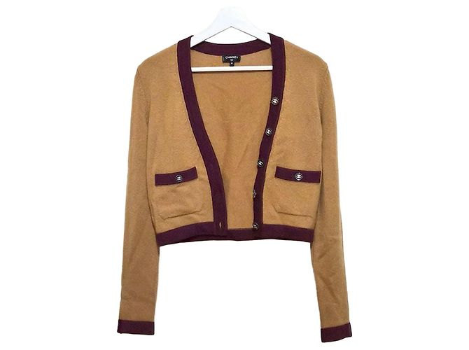 Chanel Cárdigan corto de cachemira Naranja
