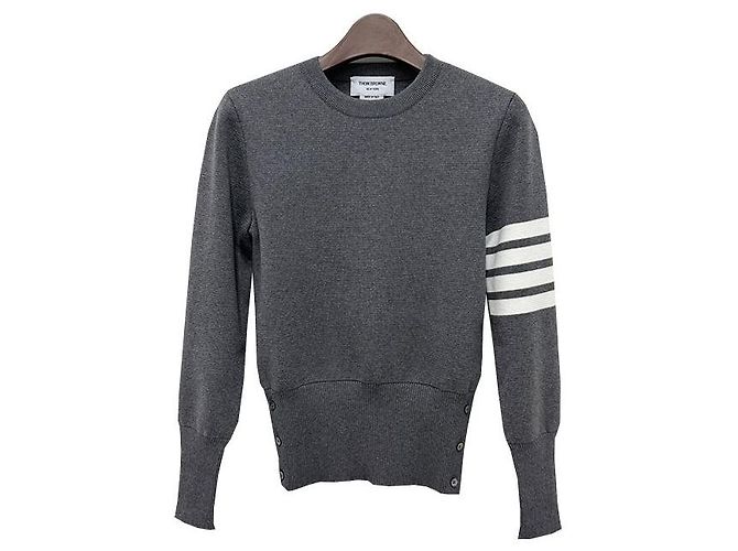Thom Browne Strickpullover aus Baumwolle Milano mit diagonalen Streifen Braun 