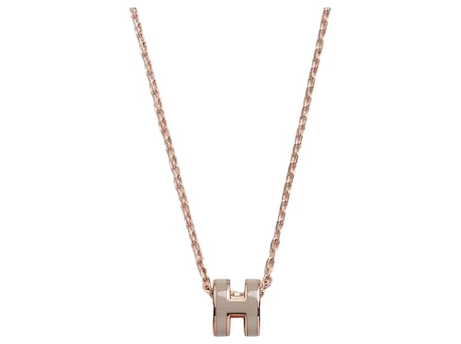 Hermès Collier Mini Pop Hach Émail Marron Or Rose 