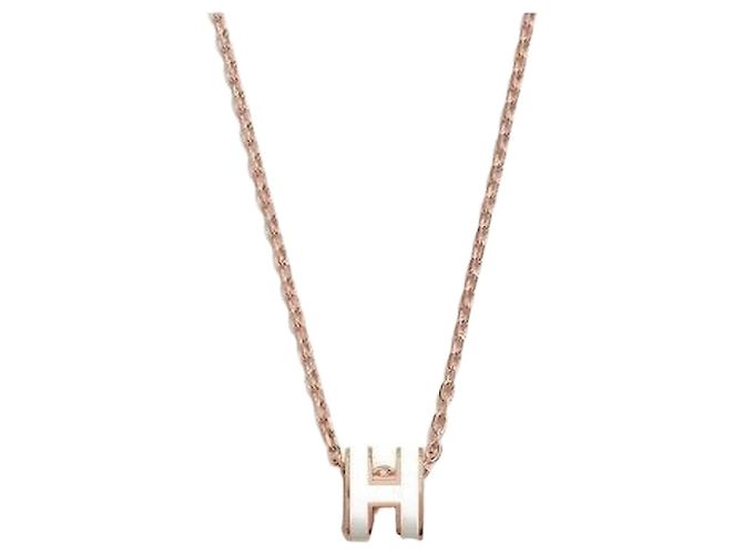 Hermès Collar Mini Pop Blanco Oro Rosa