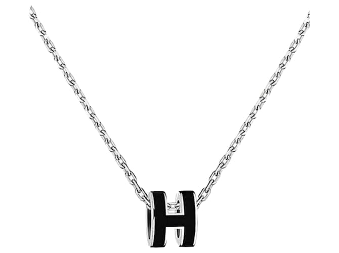 Hermès Mini Pop Hach Necklaces Palladium Noir Black Silver 