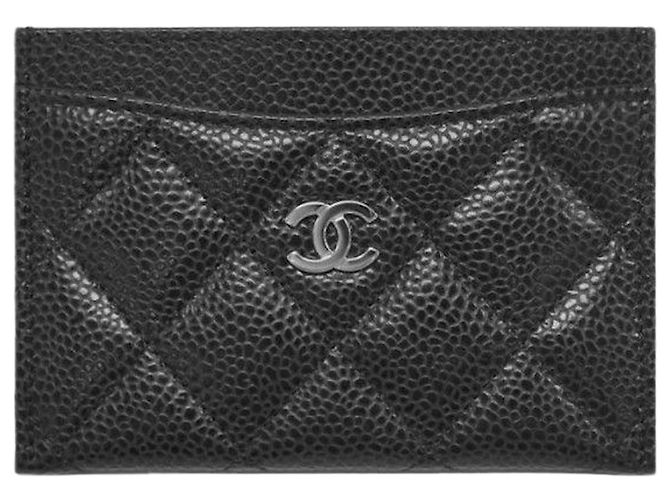 Chanel Classic Card Holder Caviar Black Silver Hardware