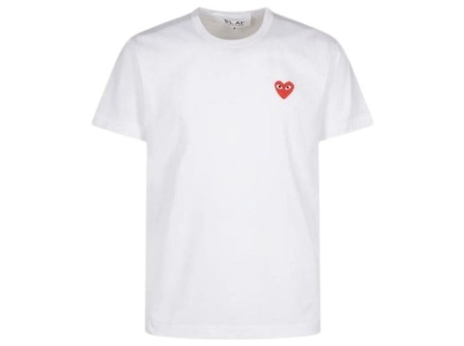 Comme Des Garcons AX Red Patch Kurzarm-T-Shirt Weiß