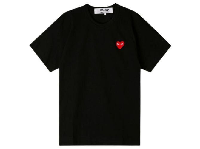 Comme Des Garcons AX Red Patch Kurzarm-T-Shirt Schwarz