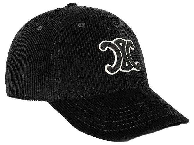 Céline Triomphe Baseball Cap aus schwarzem Cordstoff