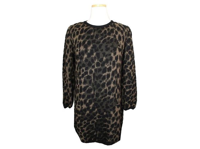 Moncler Leoparden-Wollstrickoberteil Schwarz