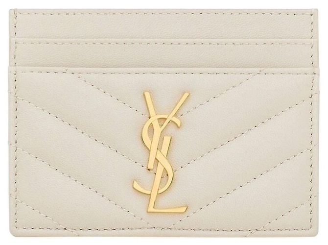 Saint Laurent Monogram Credit Card Holder White