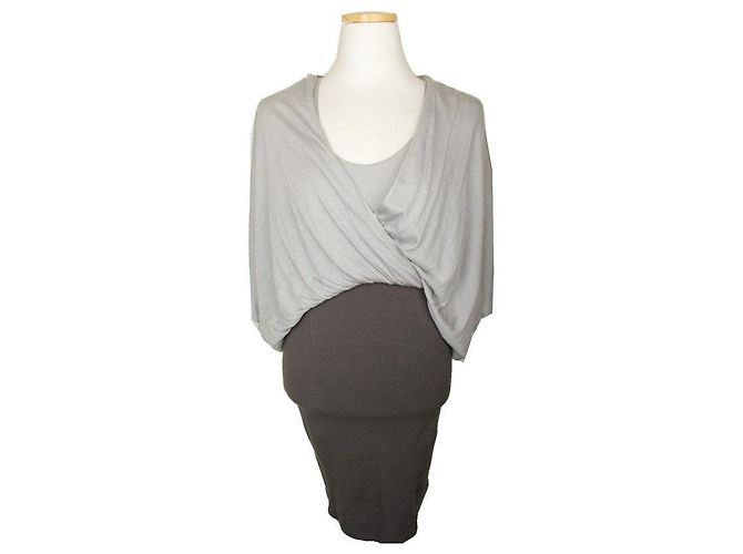 Helmut Lang Drapiertes Kleid in Khaki-Tonblock Silber