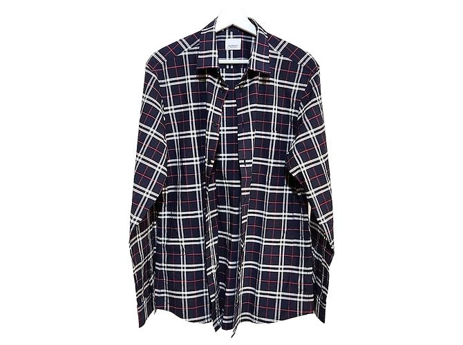 Burberry Camisa de cuadros de algodón Negro