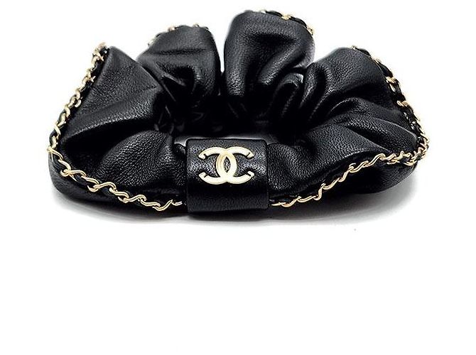Chanel Scrunchie per capelli CC Around Chain Nero 