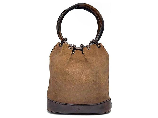 Gucci Bolsa Tote Suede Ring Marrom