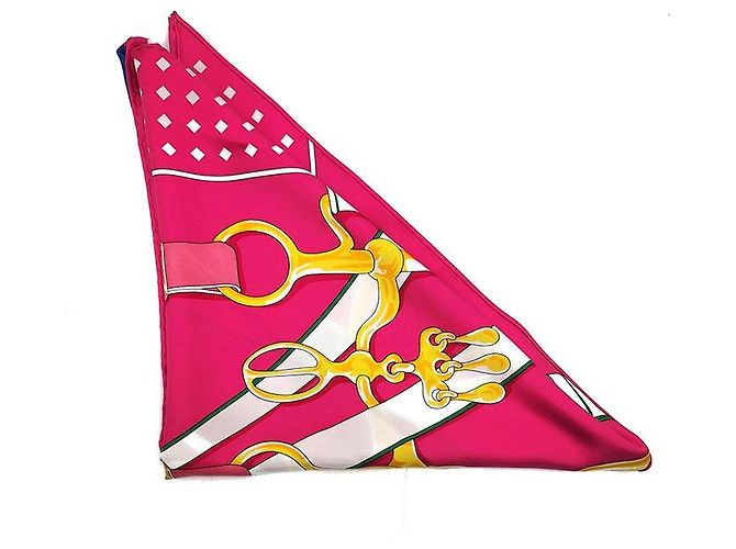 Hermès Cachecol de Seda Triangular Gigante Rosa