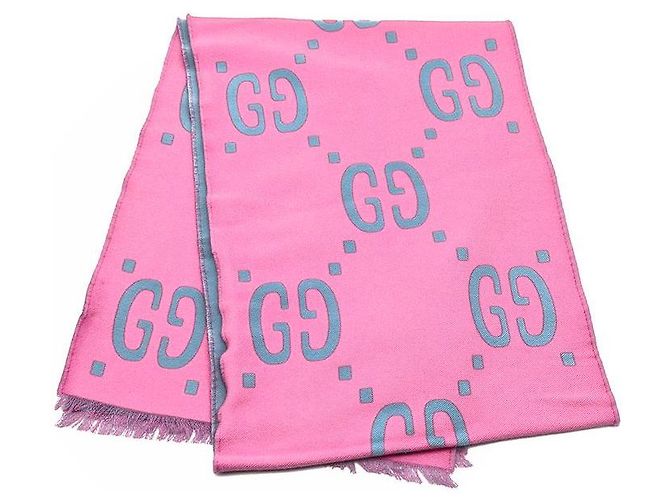 Gucci Sciarpa in lana e seta GG Rosa 