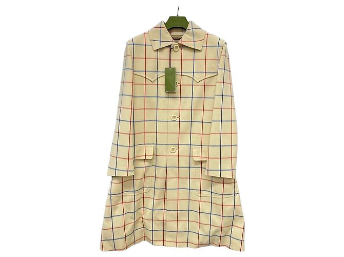 Gucci Windowpane Check Cotton Coat Brown