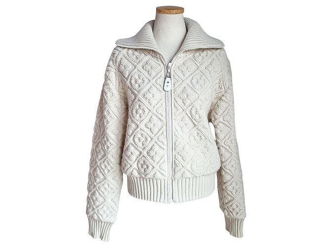 Louis Vuitton Shearling-Effekt Monogrammjacke Weiß